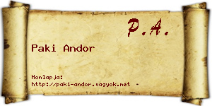 Paki Andor névjegykártya